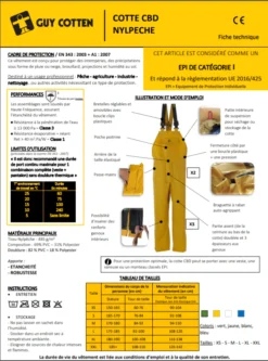 Cotte à Bretelles CBD Triplée Nylpêche -Marin Costumes Boutique cbd nylpeche