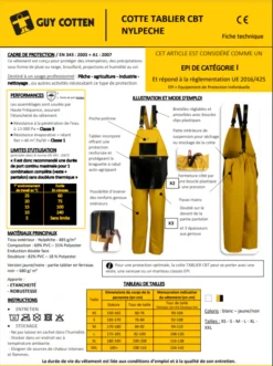 Cotte à Bretelles Tablier Nylpêche Guy Cotten -Marin Costumes Boutique cotte tablier cbt nylpeche