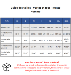 Veste BR1 Channel Musto 39 Veste BR1 Channel Musto -Marin Costumes Boutique guide des tailles hauts homme musto 53