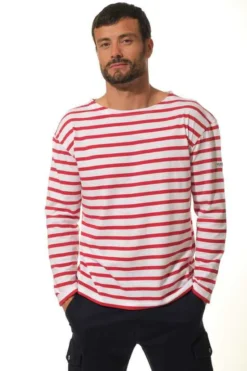 Marinière Manches Longues Pécheur Hublot -Marin Costumes Boutique pecheur h blanc rouge