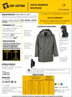 Veste Rosbras Nylpêche Guy Cotten 25 Veste Rosbras Nylpêche Guy Cotten -Marin Costumes Boutique veste rosbras nylpeche