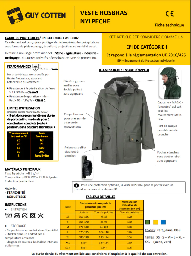 Veste Rosbras Nylpêche Guy Cotten 7 Veste Rosbras Nylpêche Guy Cotten – Image 5